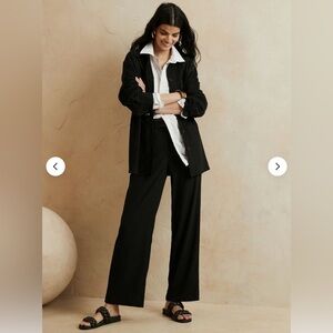 NWT Banana Republic Black High-Rise Wide-Leg Pant with Elastic Sides sz8